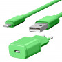 PACK CHARGEUR SECTEUR 1 USB 1A + CABLE USB VERS LIGHTNING 1,7M VERTS - JAYM® COLLECTION POP