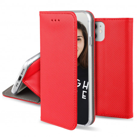 ETUI FOLIO STAND MAGNETIQUE ROUGE COMPATIBLE SAMSUNG GALAXY S21 FE - JAYM® **