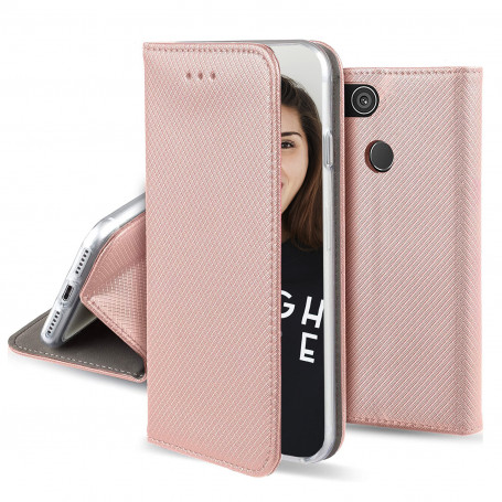 ETUI FOLIO STAND MAGNETIQUE OR ROSE COMPATIBLE SAMSUNG GALAXY A32 4G - JAYM®**