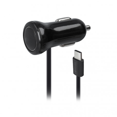 CHARGEUR VOITURE 24W + CABLE USB-C NOIRS - FOREVER