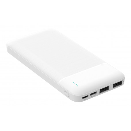 BATTERIE DE SECOURS 10 000 MAH BLANCHE 2 USB-A OUT + 1 USB-C IN + 1 MICRO-USB IN - PLATINET