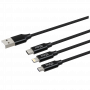 CABLE TRIPLUG 3-EN-1 ULTRA RENFORCÉ USB-A VERS MICRO-USB / USB-C / LIGHTNING 1,5M - GARANTIE A VIE - JAYM®