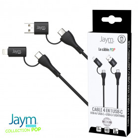 COMBO CABLE LIGHTNING MFI 2M + CHARGEUR SECTEUR 2 USB 12W BLANCS - JAYM
