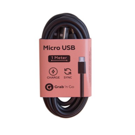CABLE CHARGE & SYNCHRO USB-A VERS MICRO-USB 1M NOIR - GRAB 'N GO - BULK