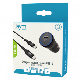 Chargeur Allume Cigare pour Voiture USB Type C + USB 30W Taille Min