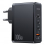 CHARGEUR SECTEUR ULTRA-RAPIDE GaN USB-C 100W PD ET PPS : 3 USB-C (100W max) + 1 USB-A (60W max) - NOIR - USAMS