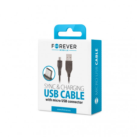 CABLE CHARGE & SYNCHRO USB VERS MICRO-USB 1M NOIR - FOREVER